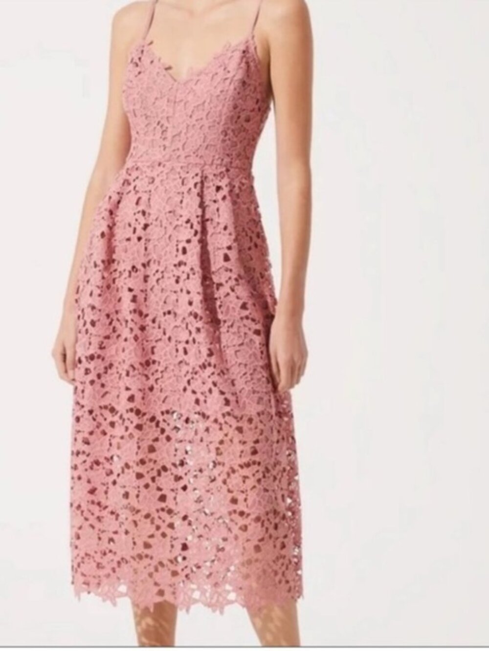 ASTR Floral Lace Midi Dress in Dusty Rose